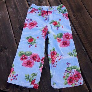 Children's Place Floral Jeans 3T NWOT Heart Button